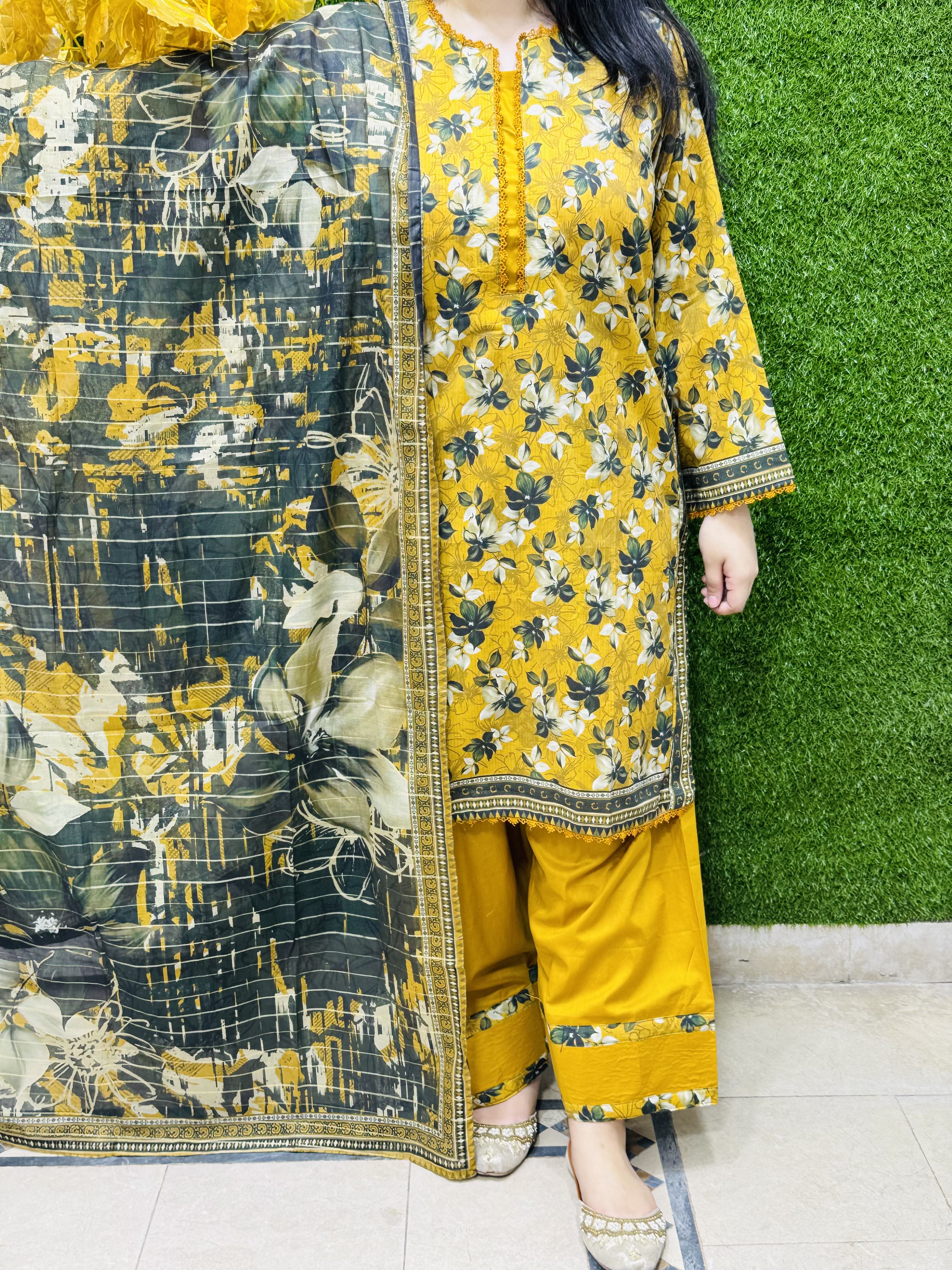 3 PC Printed Lawn Fabric