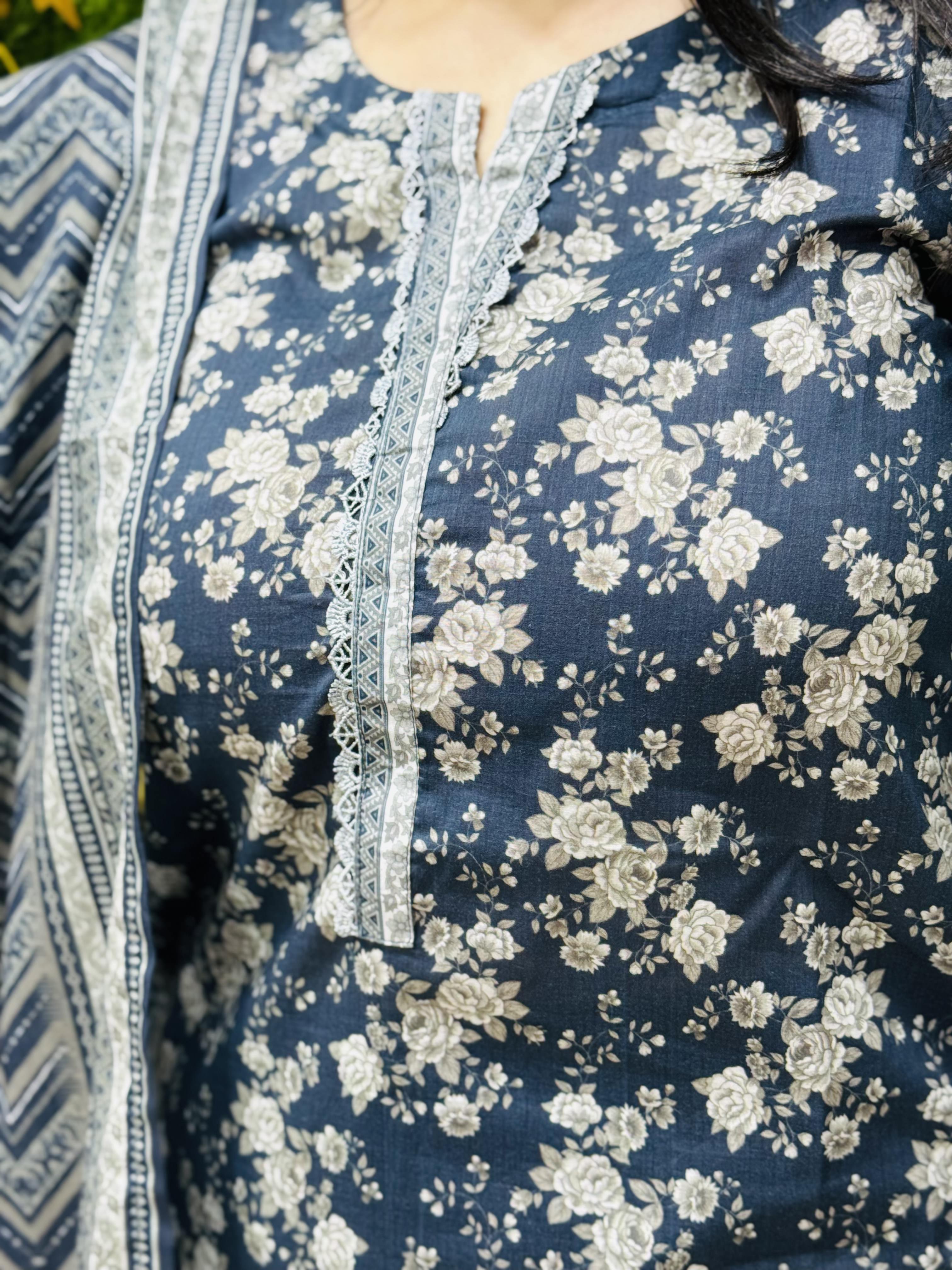 3 PC Printed Lawn Fabric 2