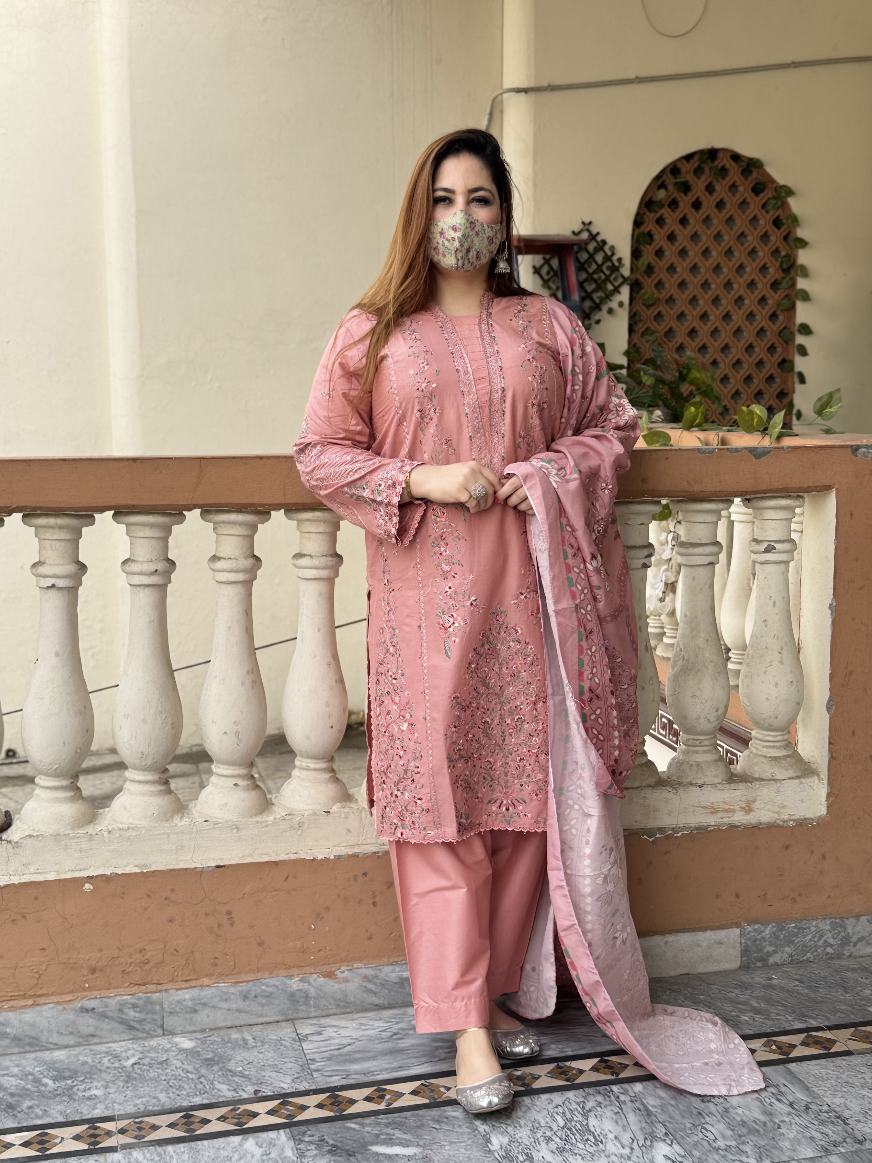 3 PC Embroidery Lawn Fabric 2