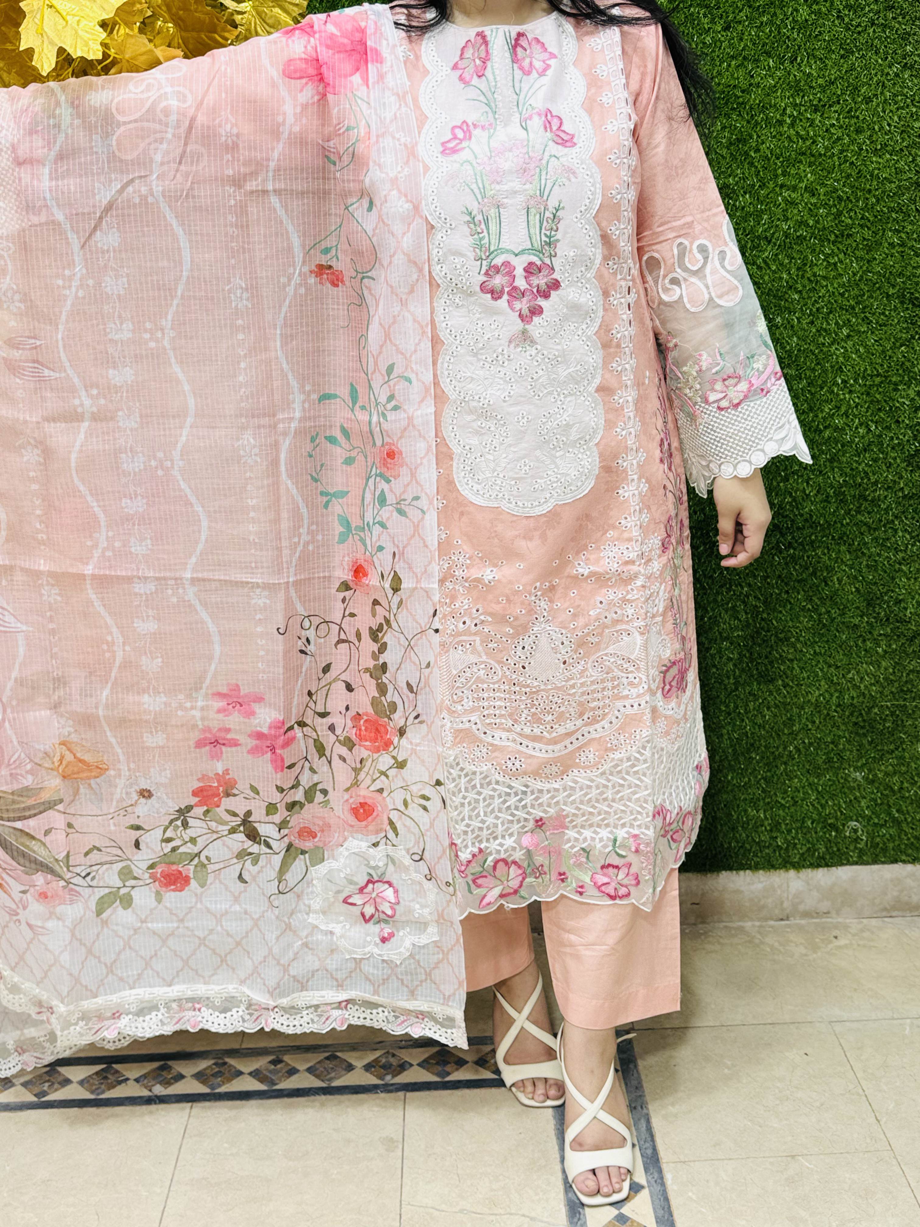 3 PC Embroidery Lawn Fabric 3