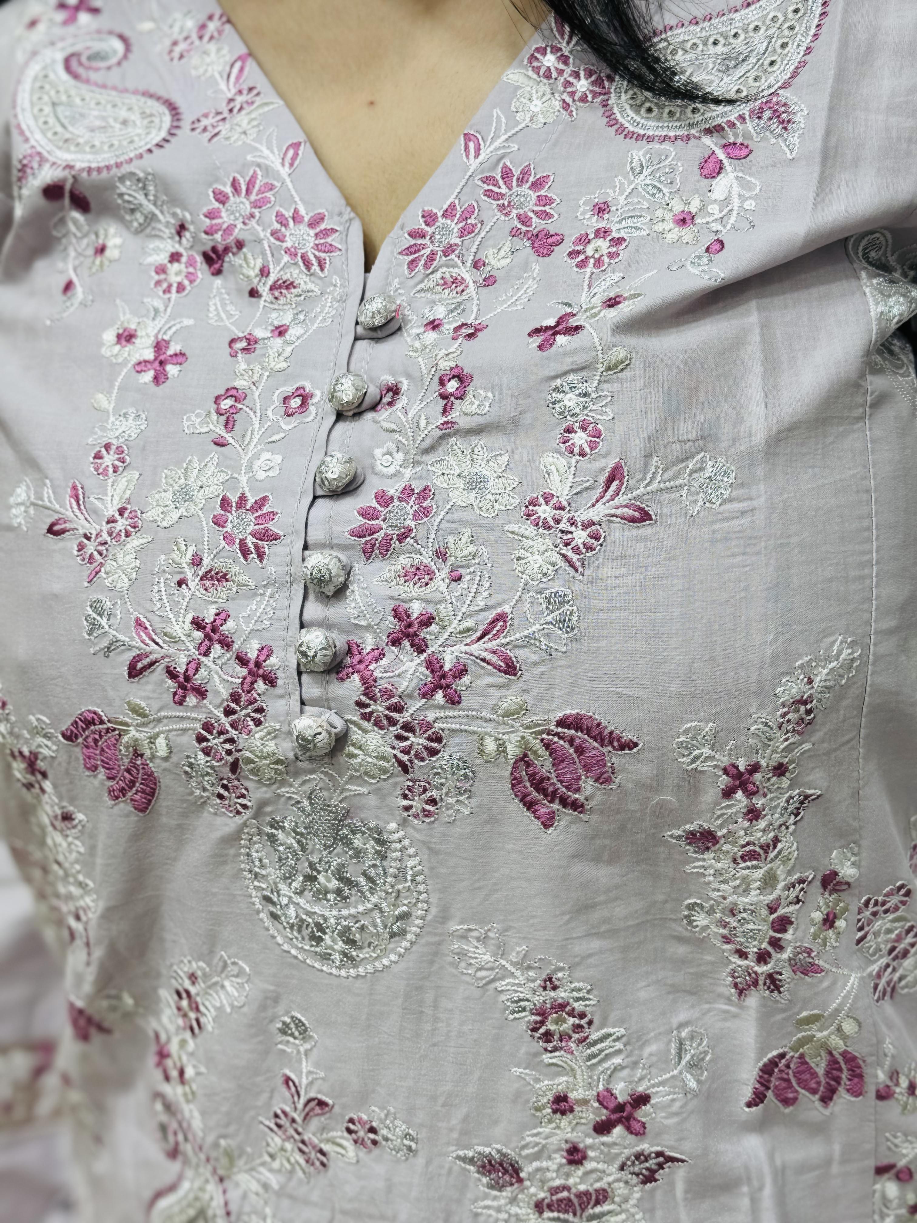 3 PC Embroidery Lawn Fabric 3