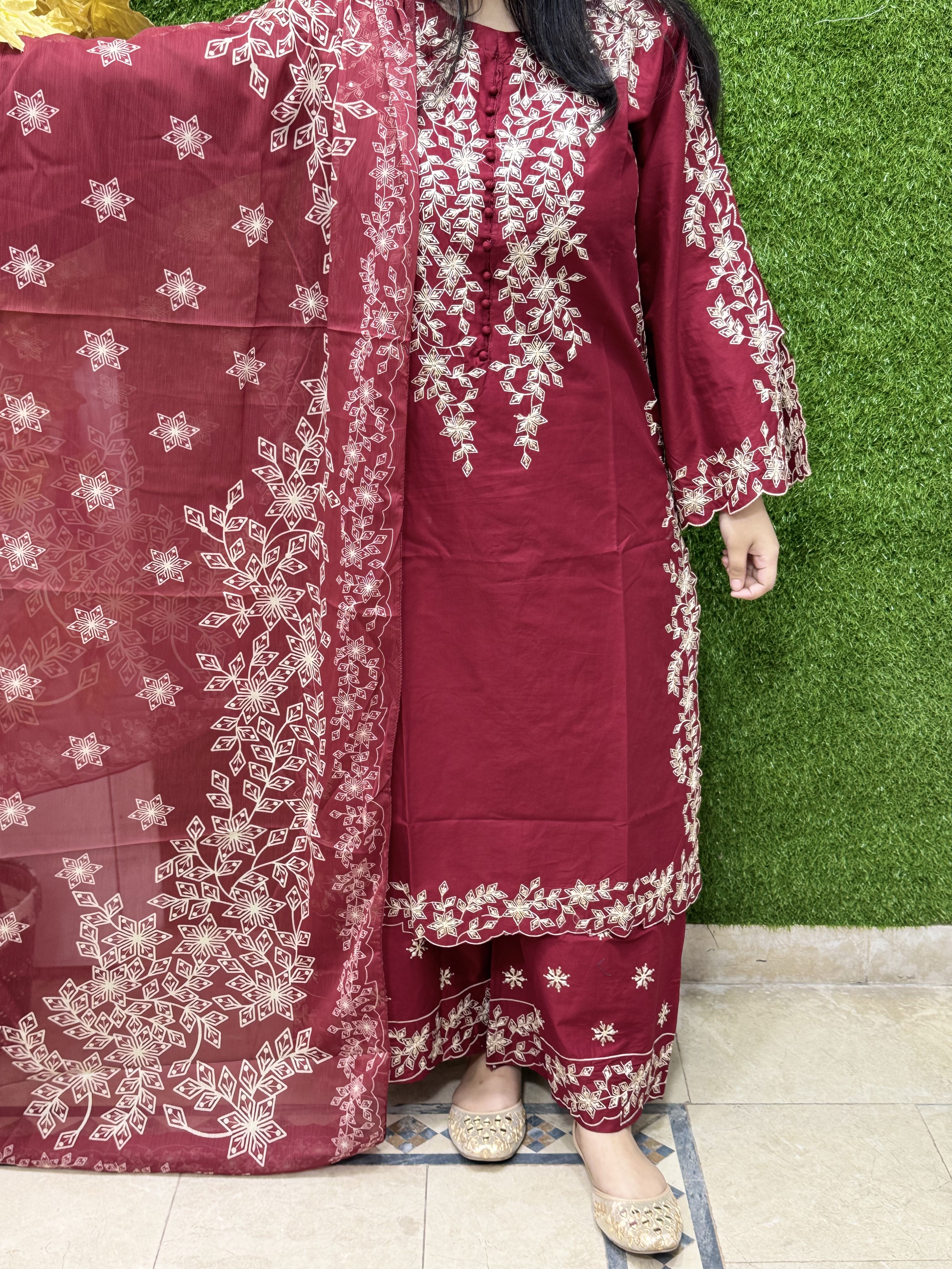 3 PC Embroidery Lawn Fabric
