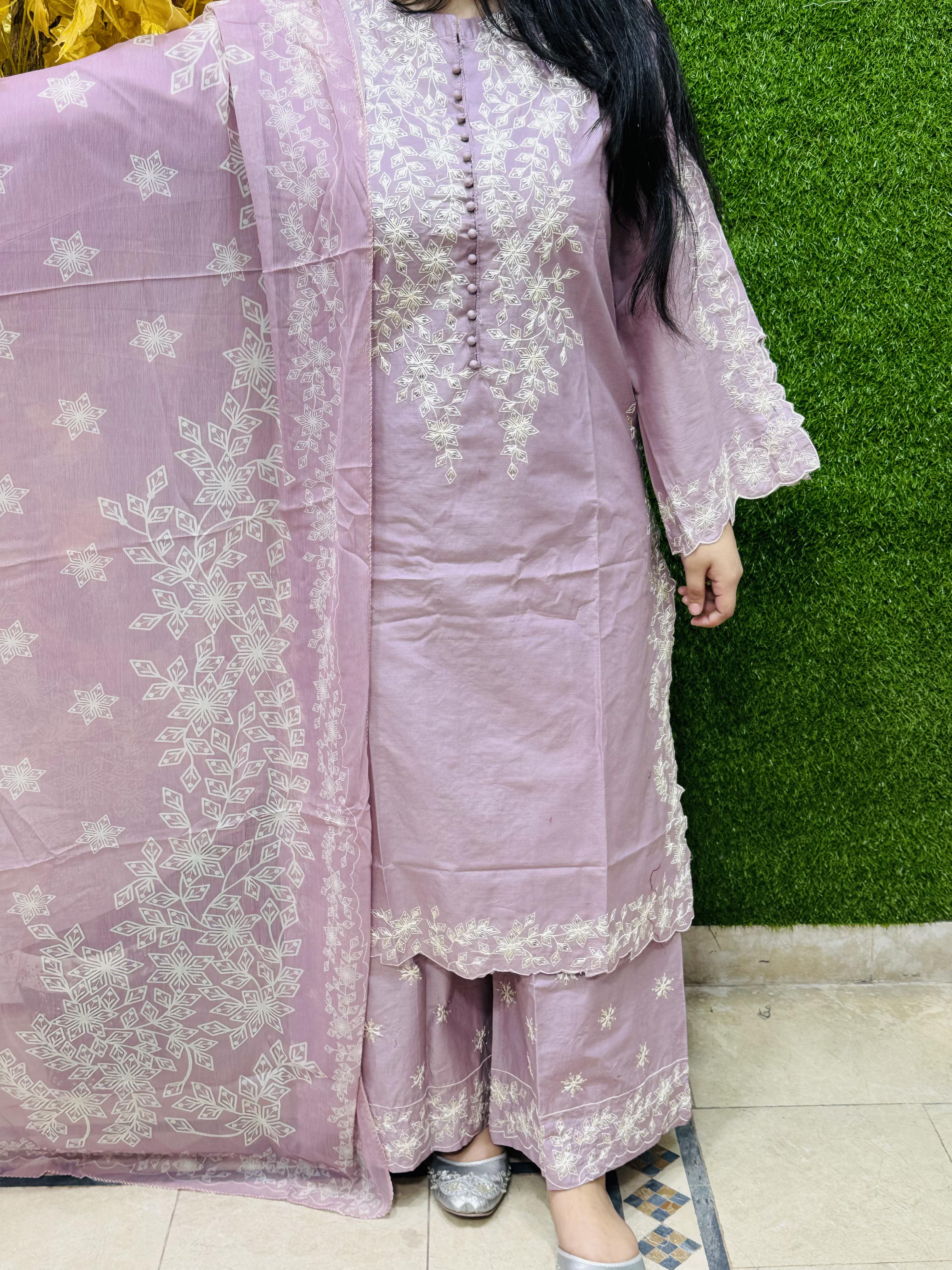 3 PC Embroidery Lawn Fabric 3