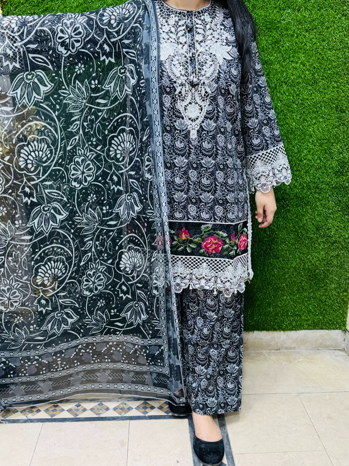 3 PC Embroidery Lawn Fabric