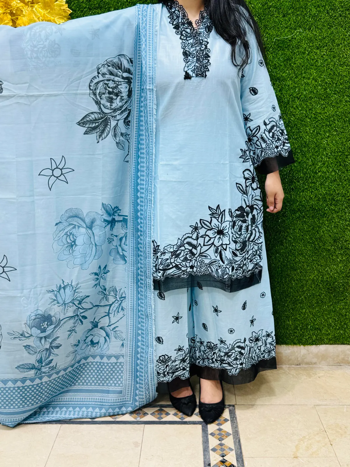 3 PC Embroidery Lawn Fabric