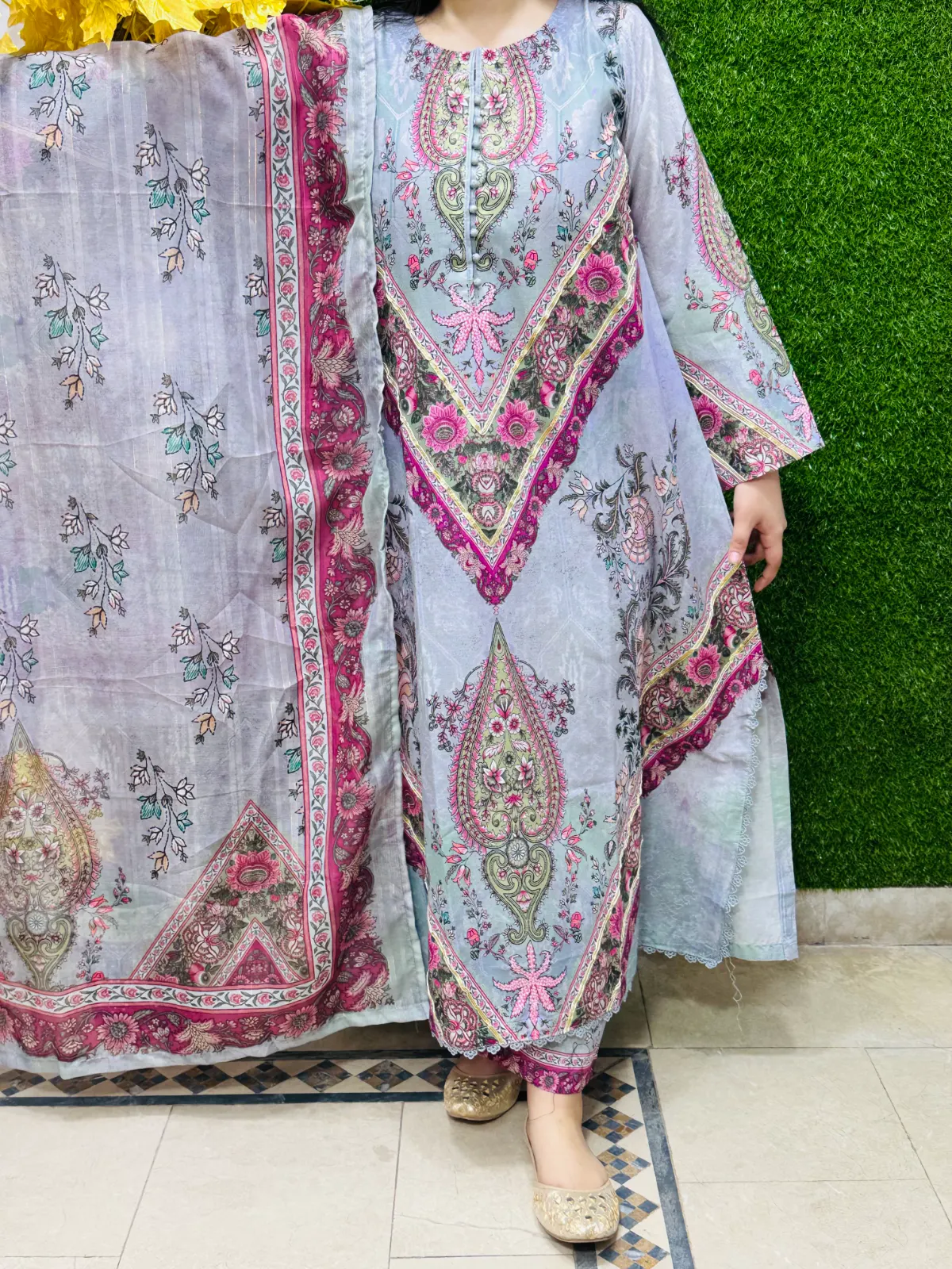 3 PC Embroidery Lawn Fabric