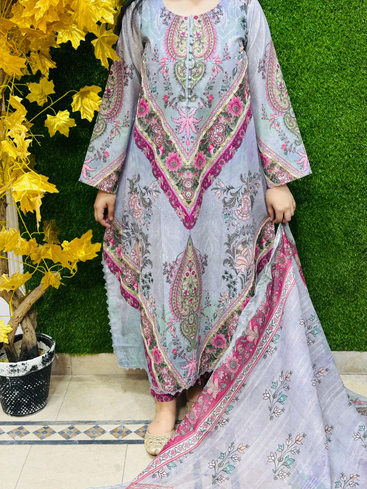 3 PC Embroidery Lawn Fabric 2
