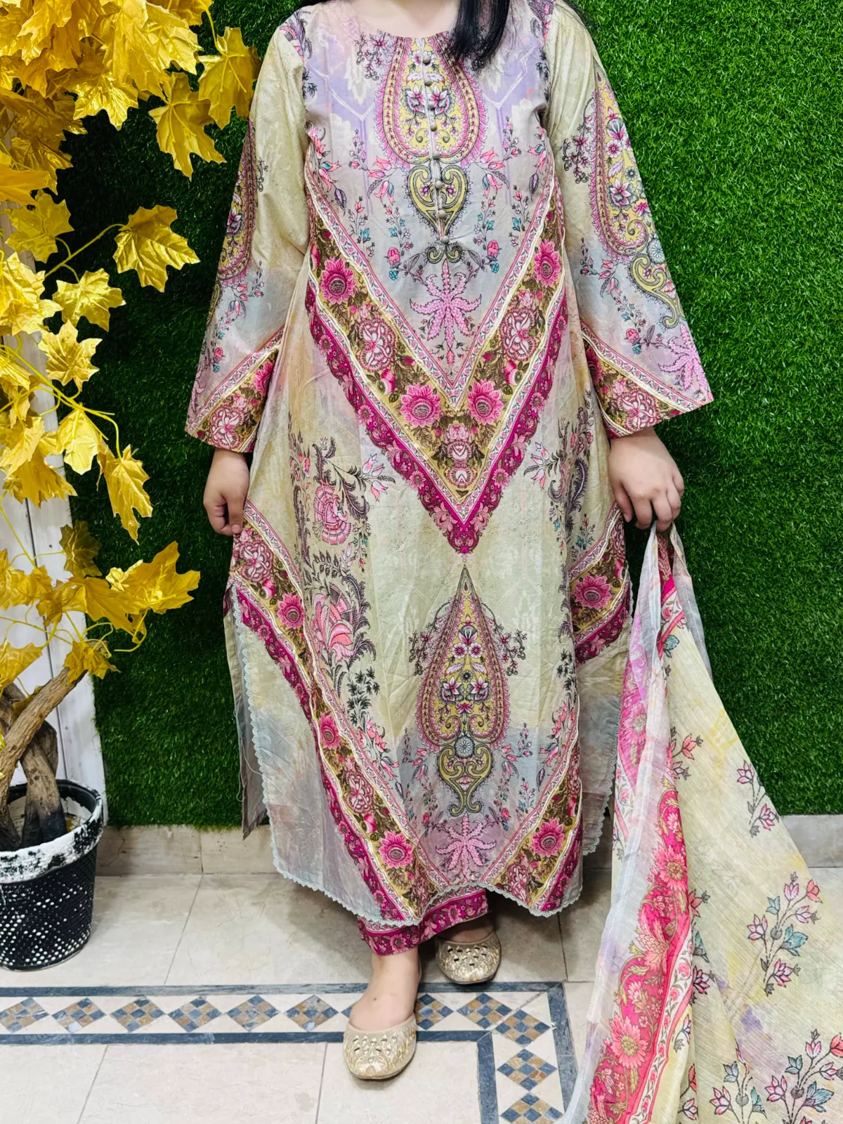 3 PC Embroidery Lawn Fabric 2