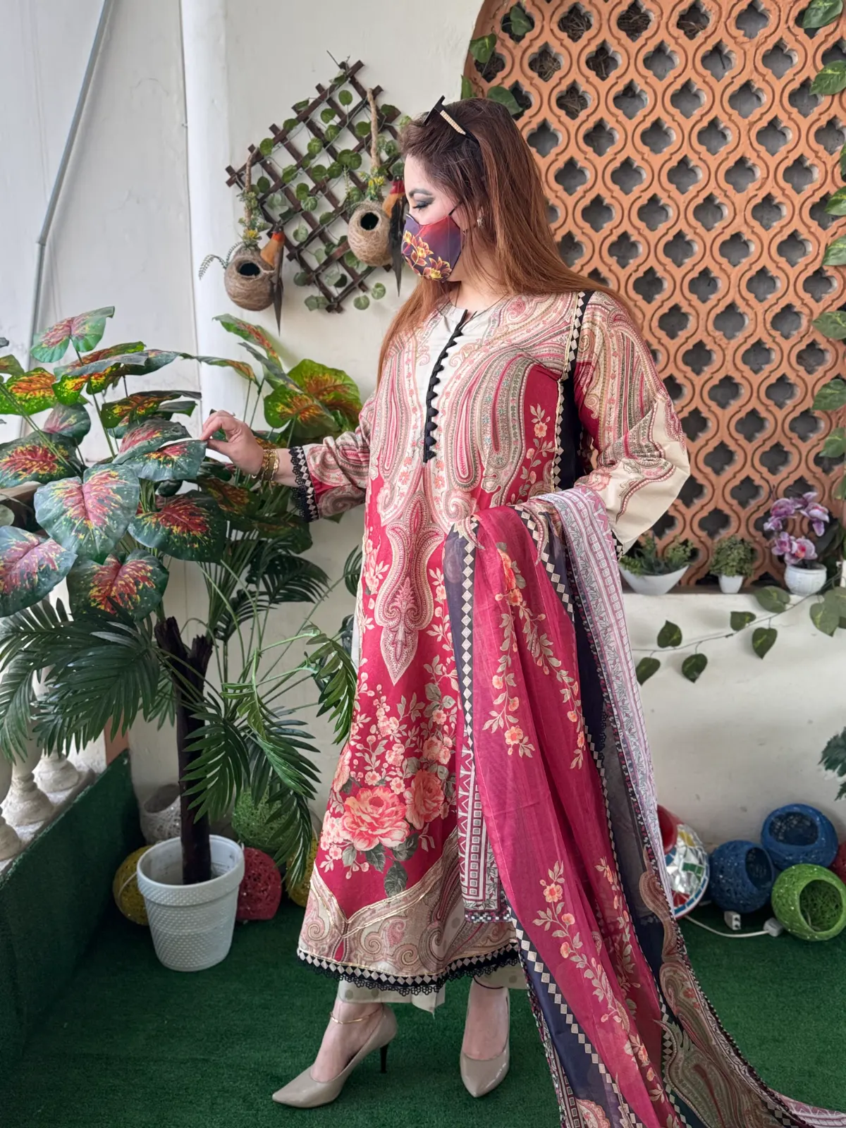3 PC Embroidery Lawn Fabric 2