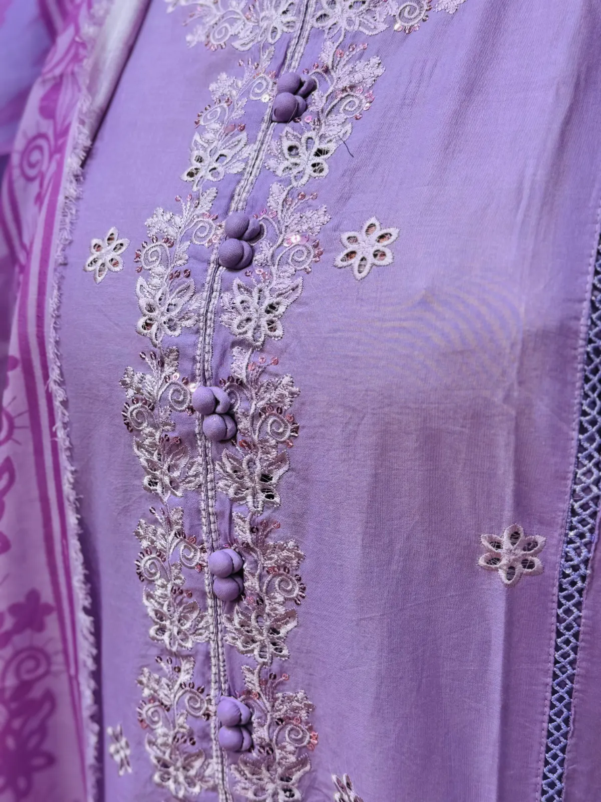 3 PC Embroidery Lawn Fabric 2