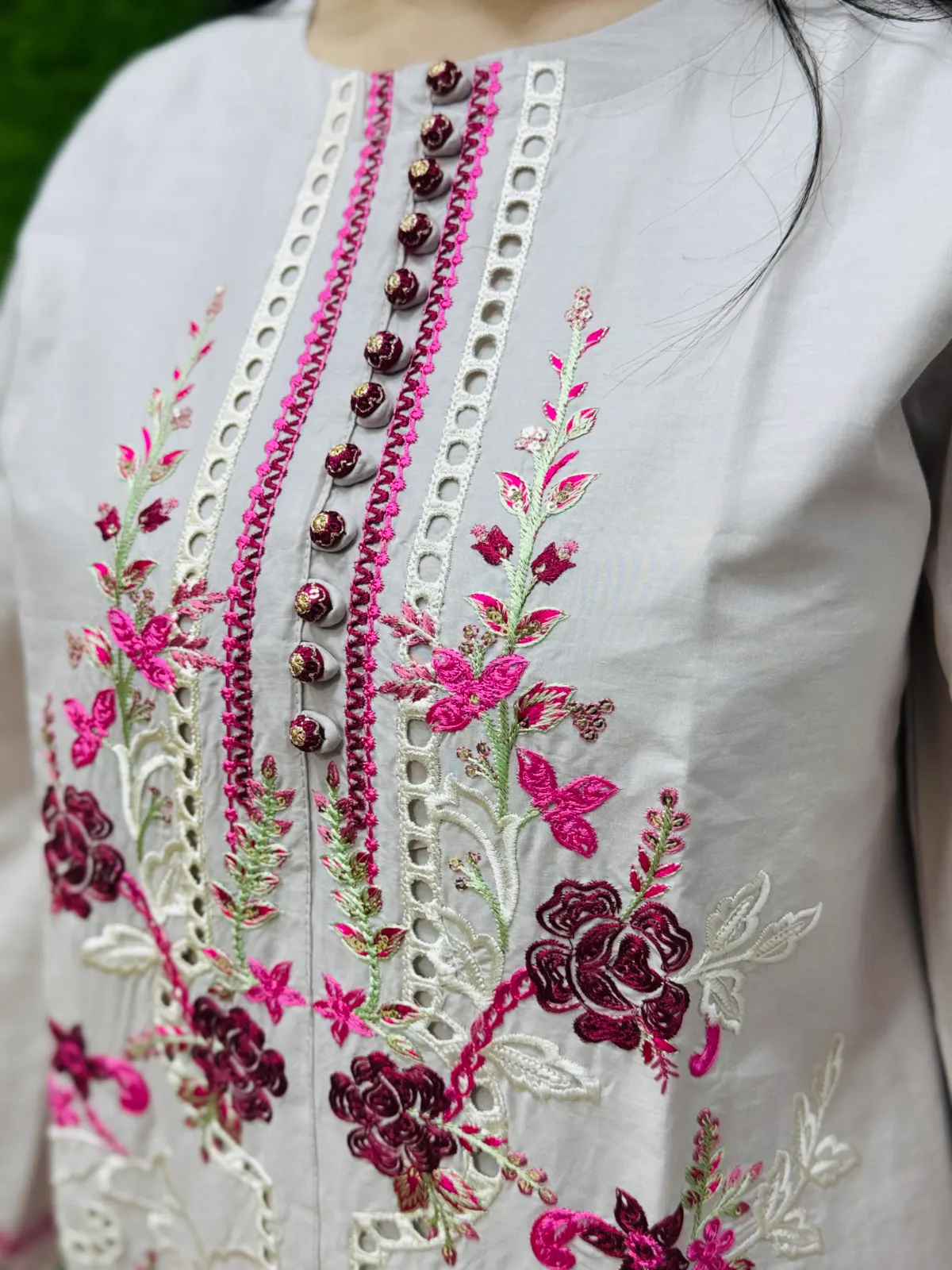 3 PC Embroidery Lawn Fabric 2