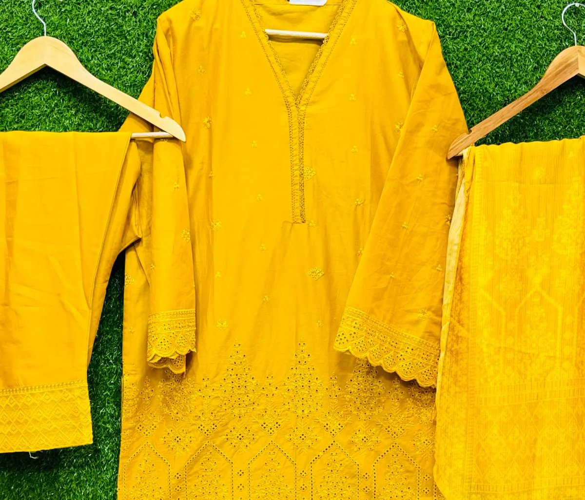 3 PC Embroidered Lawn Fabric