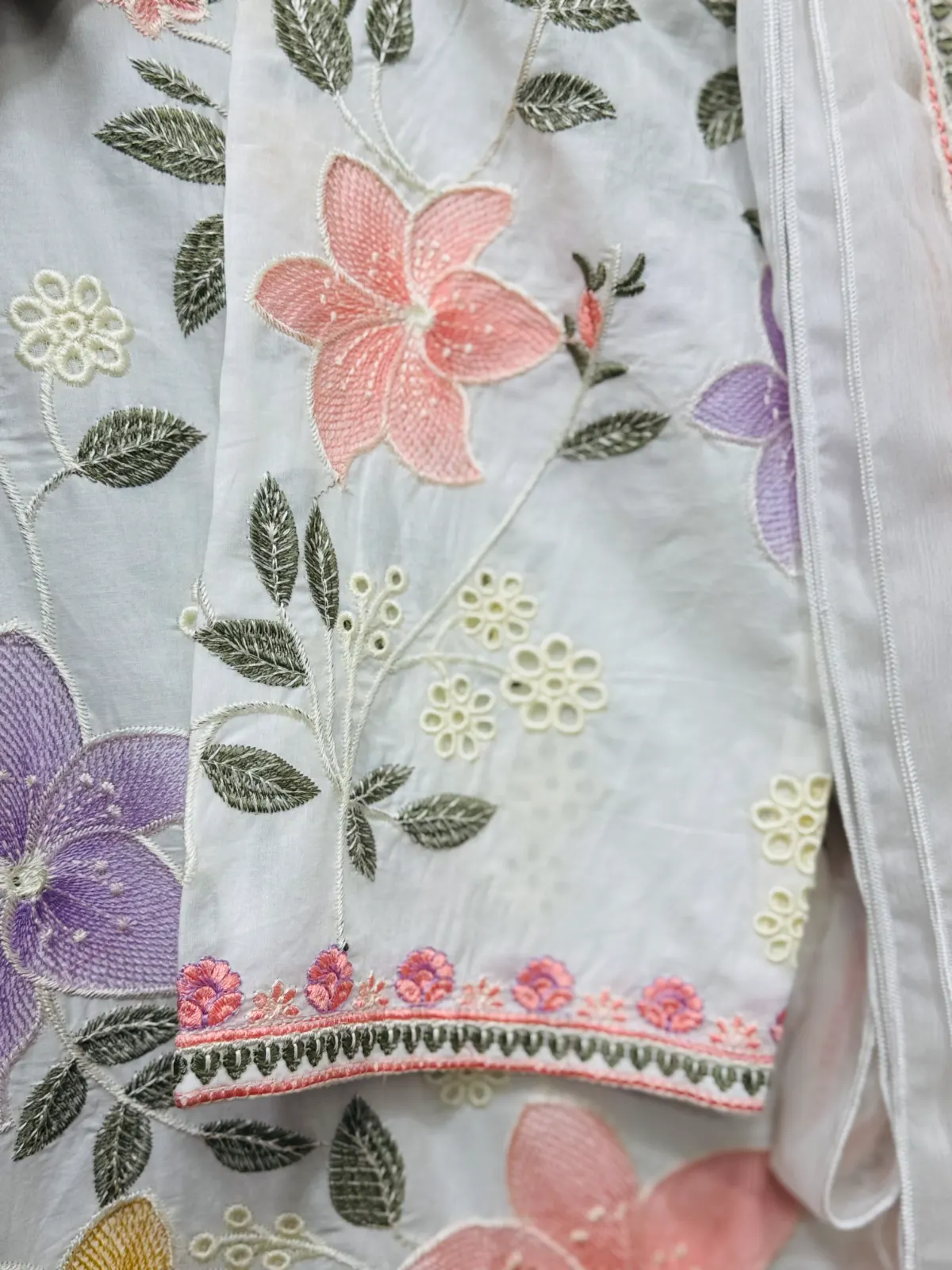 3 PC Embroidery Lawn Fabric 2