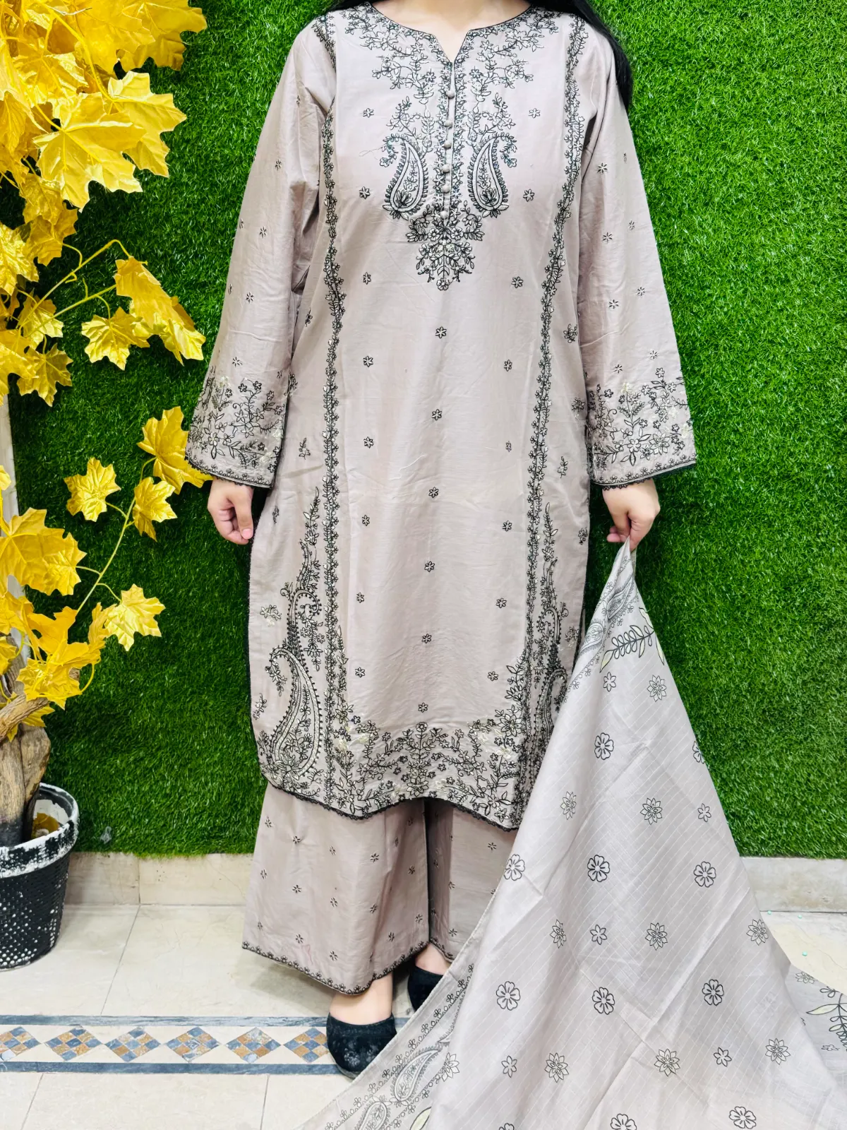 3 PC Embroidered Lawn Fabric