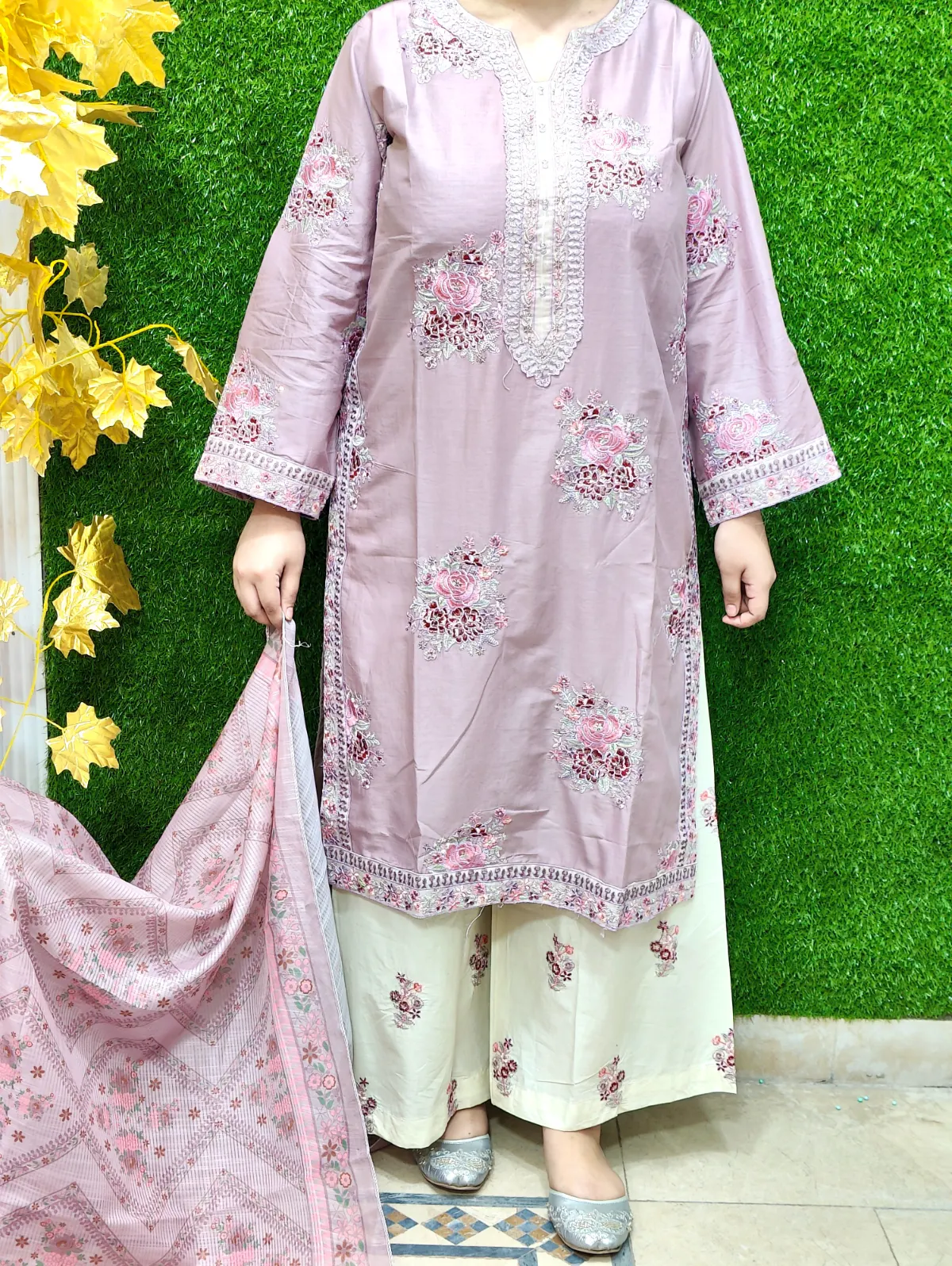 3 PC Embroidered Lawn Fabric
