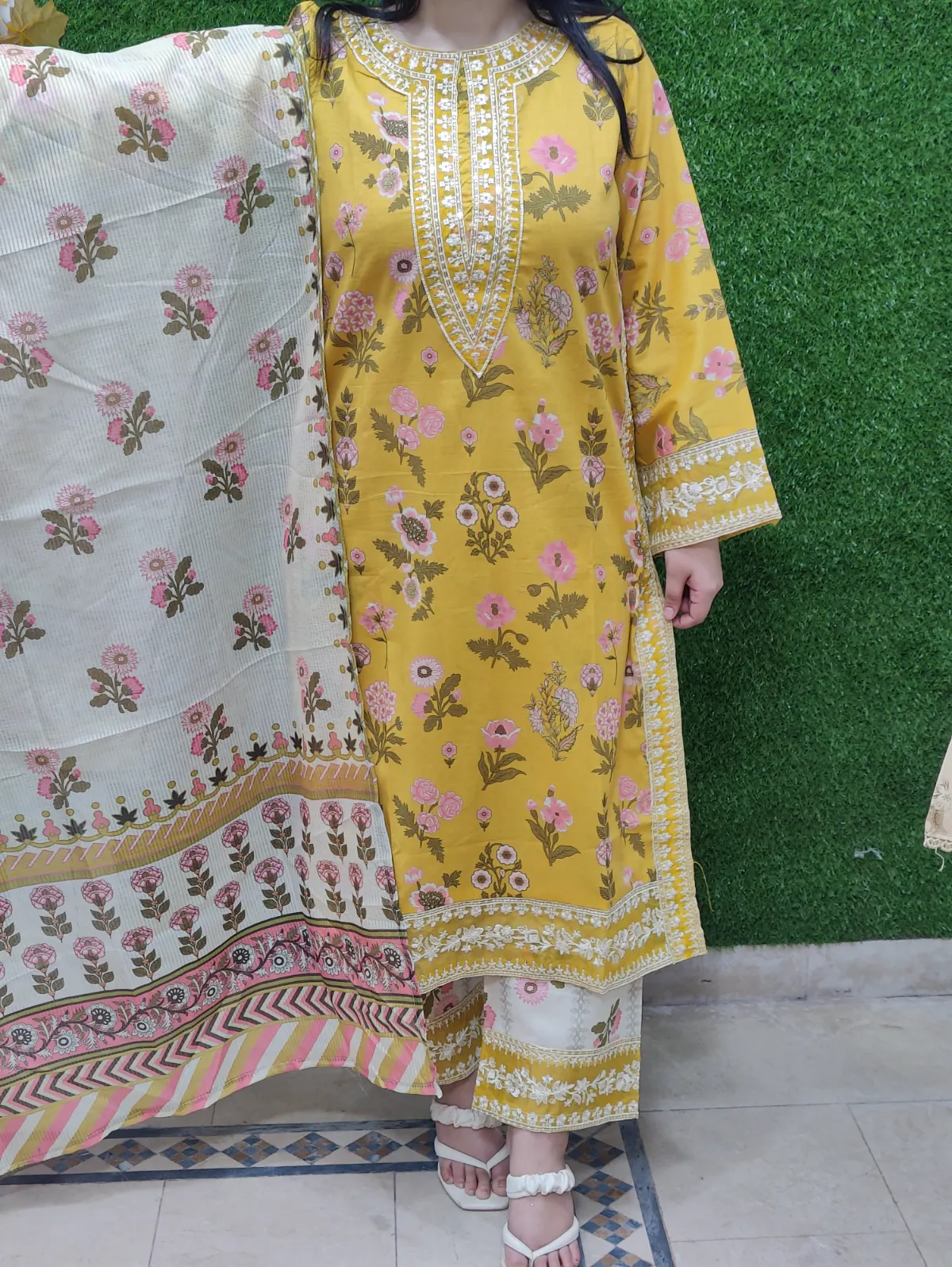 3 PC Embroidered Lawn Fabric