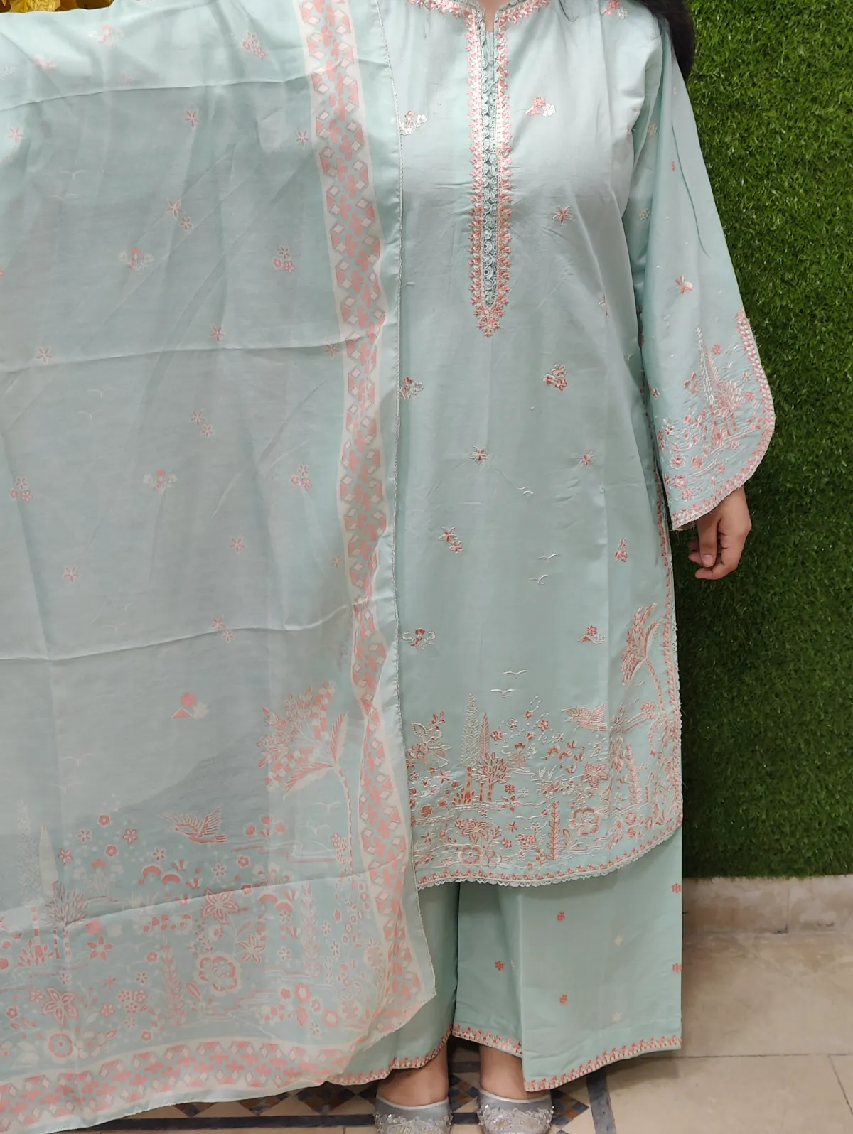 3 PC Embroidered Lawn Fabric