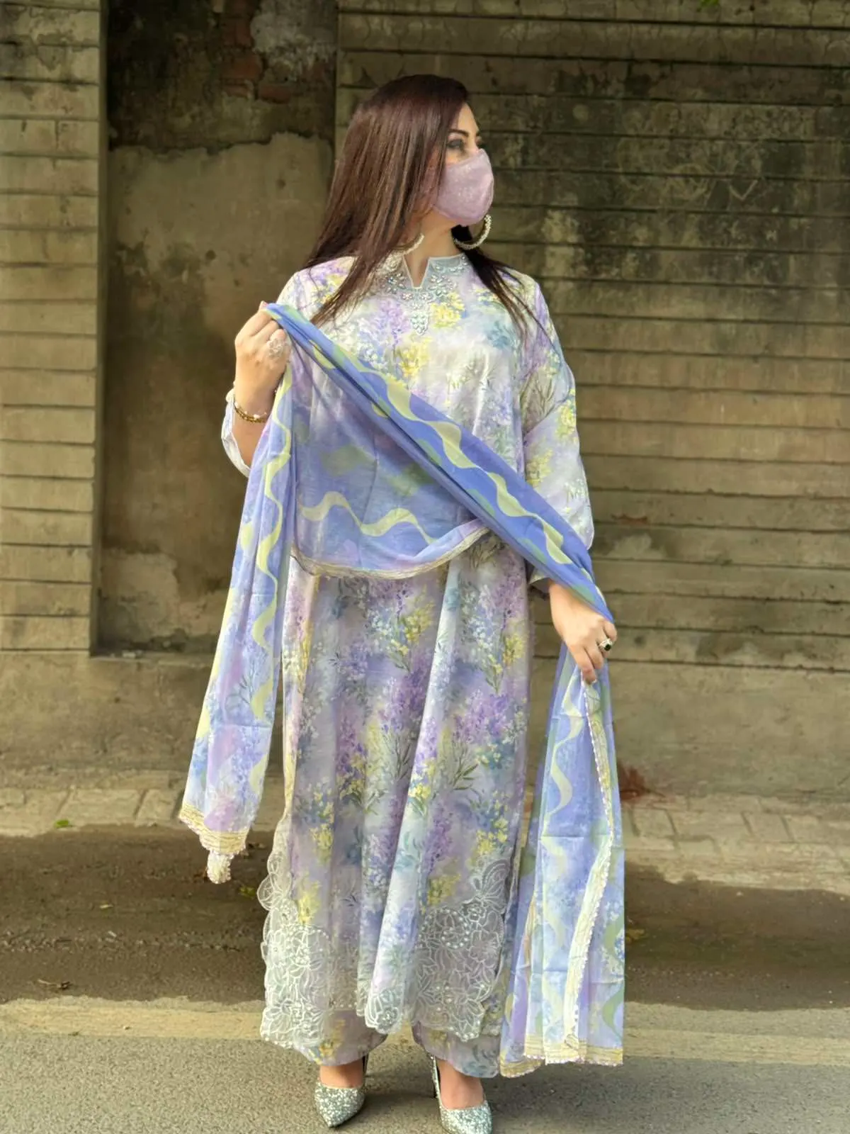 3 pc Embroidery silk fabric