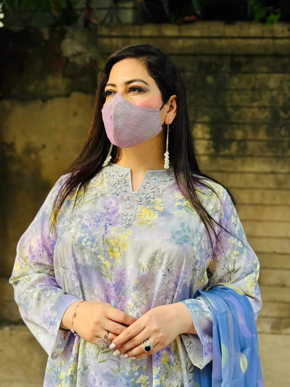 3 pc Embroidery silk fabric 3